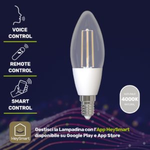 LAMPADINA SMART WI-FI LED FILAMENT OLIVA E14 LUCE NATURALE