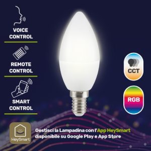 LAMPADINA SMART WI-FI LED OLIVA E14 RGB E CCT