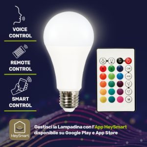 LAMPADINA SMART WI-FI LED GOCCIA E27 RGB E CCT CON TELECOMANDO