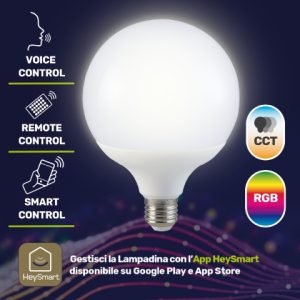 LAMPADINA SMART WI-FI LED GLOBO E27 RGB E CCT