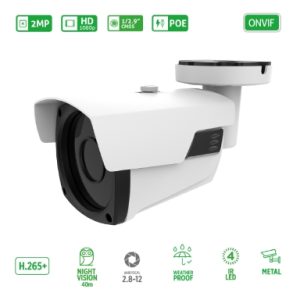 TELECAMERA BULLET IP POE 2M VARIFOCALE IR LED